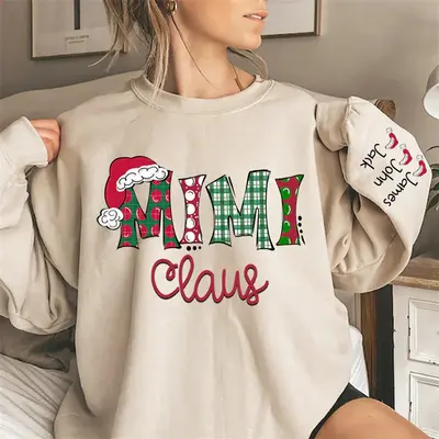 Santa Hats Dots Grandma Custom Christmas Sweatshirt - Aperturee