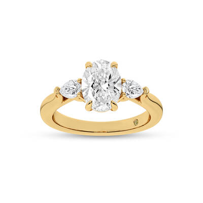 Bruges Three Stone Oval Lab Grown Diamond Engagement Ring | 14K Yellow Gold 5 1/5 CT. TW.
