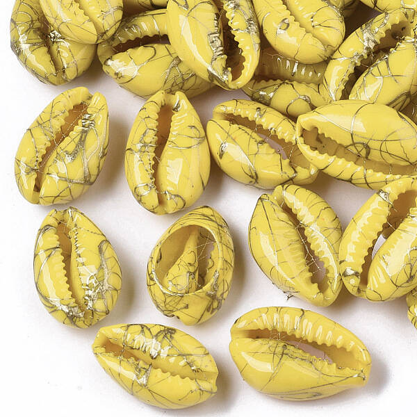 Spray Painted Natural Cowrie Shell Beads