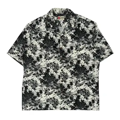 Hilo Hattie Hawaiian Shirt - XL Black & White Cotton