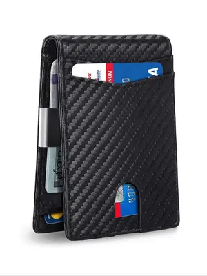 Men's Business Fashion Rfid Blocking Bifold Wallet with Card Slots, Plain Card Holder, Casual Trendy Wallet for Work & Daily ...