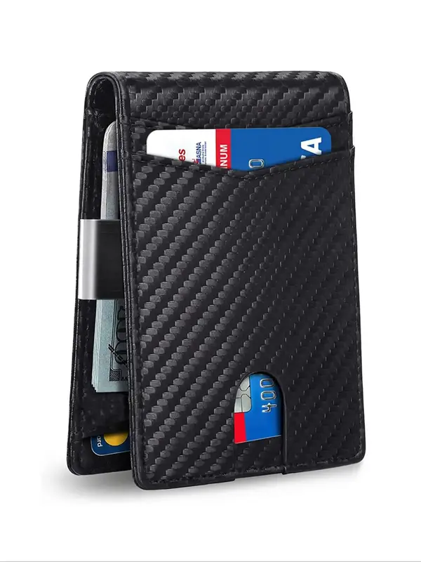 Men's Business Fashion Rfid Blocking Bifold Wallet with Card Slots, Plain Card Holder, Casual Trendy Wallet for Work & Daily ...