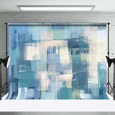 White Blue Oil Paint Graffiti Wall Photo Backdrop - Aperturee