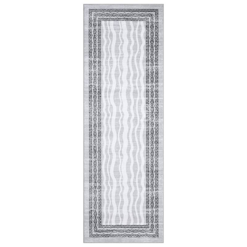 Garvee Hallway Runner Rug 2x6 - Non-Slip, Waterproof - Faux Wool, Low Pile, Stain Resistant - Gray - Indoor Entryway, Kitchen...