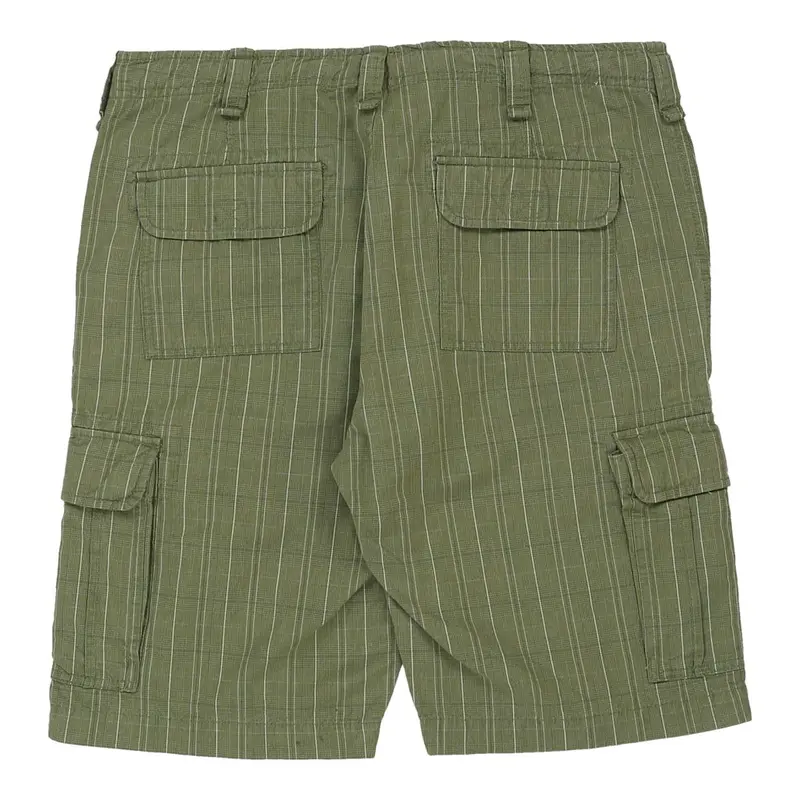 Kappa Striped Cargo Shorts - 34W 11L Green Cotton
