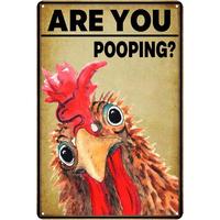 Funny Bathroom Signs Vintage Tin Signs Chicken Decor Are You Pooping Sign Metal Chicken Signs For Home Decor Chicken Toilet W...