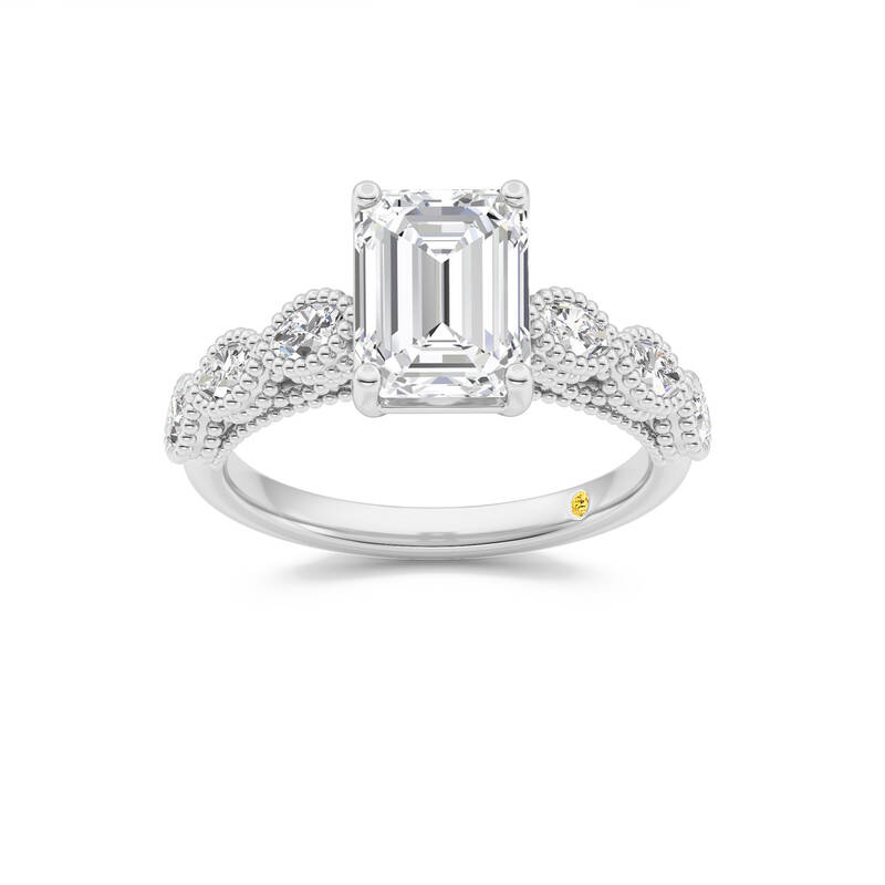 Lhasa Emerald Cut Lab Grown Diamond Engagement Ring | 14K White Gold 2 3/4 CT. TW.