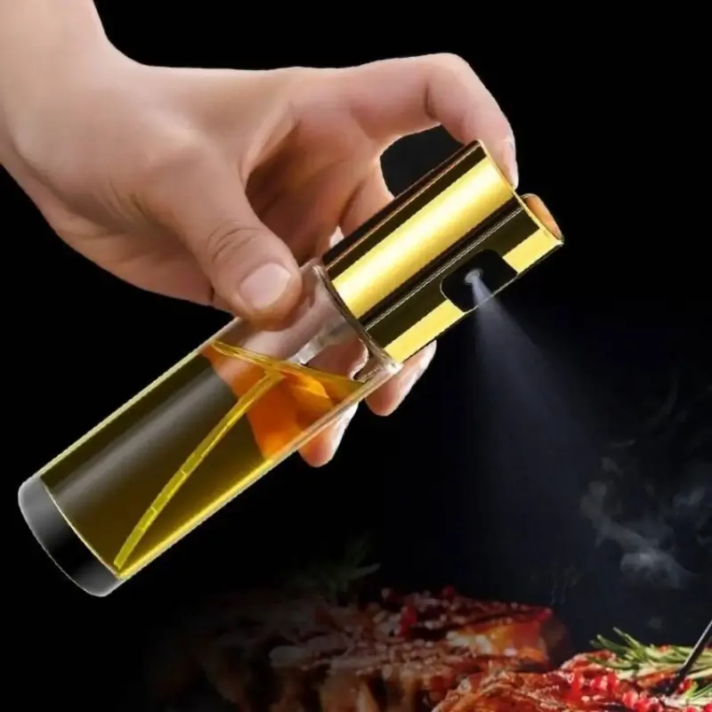 Olive Oil Sprayer, Clear Push-on Oil Dispenser with Nozzle, Spice Storage Supplies for Kitchen, Cooking Supplies, Solo Campin...