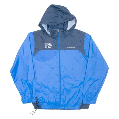 COLUMBIA Cape Epic Mens Rain Jacket Blue Nylon Hooded M