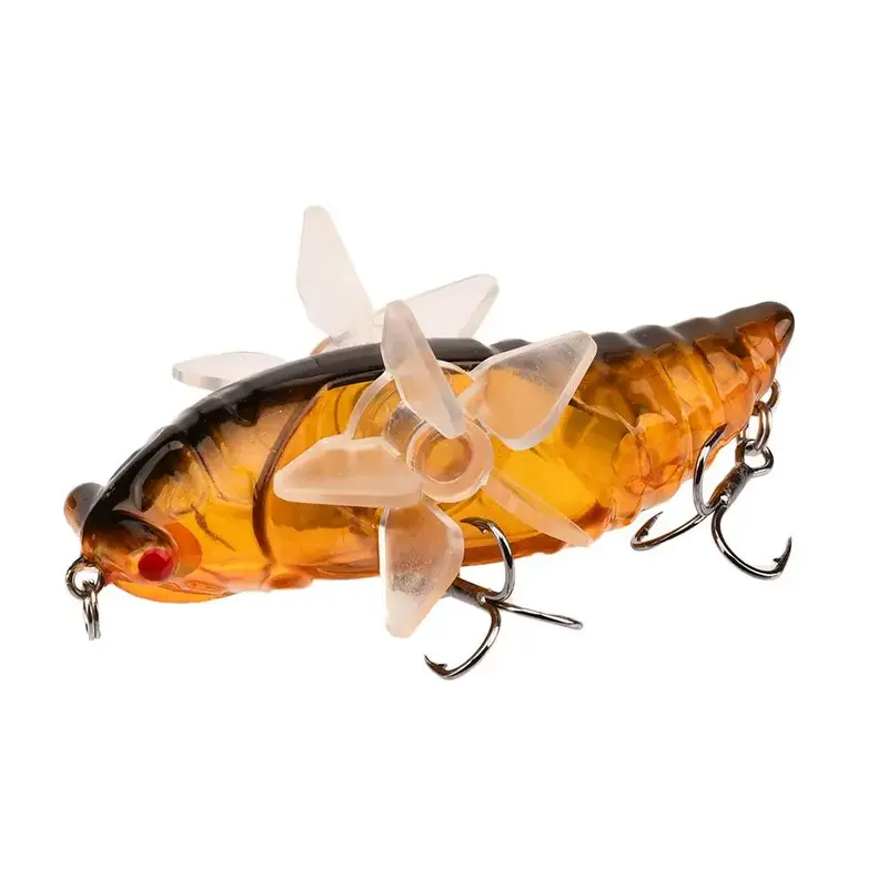 Bionic Cicada Hard Bait, 1 Count Artificial Fishing Lure with Propeller & Treble Hook for Freshwater & Saltwater Fishing , Ou...