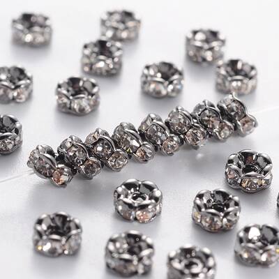 Brass Rhinestone Spacer Beads