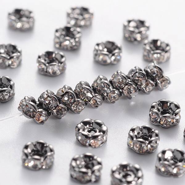 Brass Rhinestone Spacer Beads