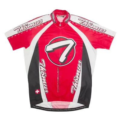 THOEMUS Cycling Zip Up Mens Jersey Red High Neck 3XL