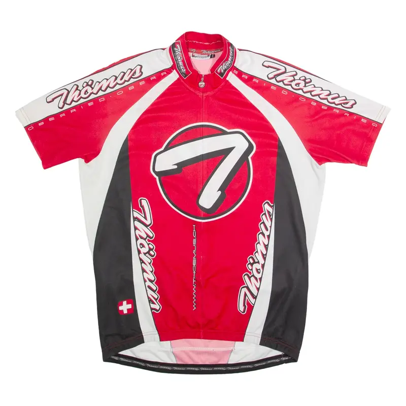 THOEMUS Cycling Zip Up Mens Jersey Red High Neck 3XL