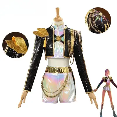 Viral Kids Halloween Kpop Demon Hunter Costume for Girls HUNTR/X Rumi, Zoey & Mira Anime Dance Cosplay party Outfit for Stage...