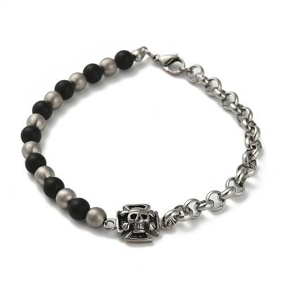 Synthetic Black Stone Round Beaded Bracelets