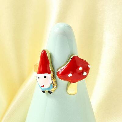 Brass Enamel Cuff Open Rings for Women