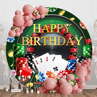 Lucky Gambling Chips Happy Birthday Backdrop For Men - Aperturee