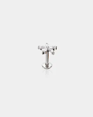 Flower Threadless Push Pin Cartilage Stud - Silver