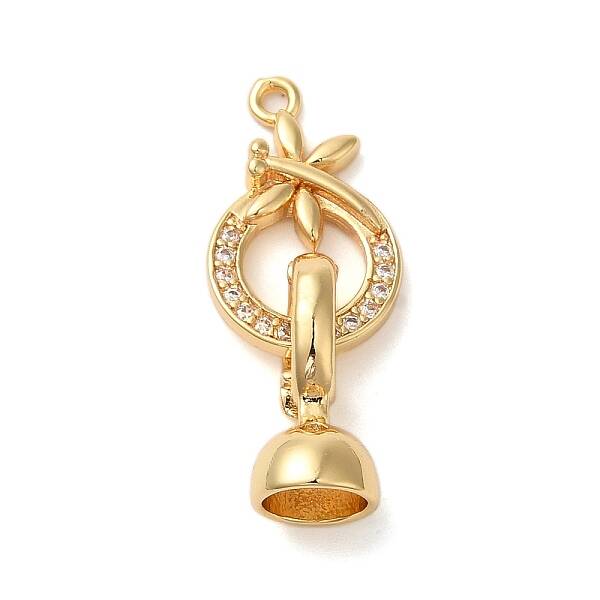 Dragonfly Brass Micro Pave Clear Cubic Zirconia Fold Over Clasps