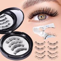 Magnetic Eyelashes Kit Reusable Glue-free Wispy Eyelashes Cruelty-free False Lashes Waterproof Lightweight Suit for Heavy Mak...