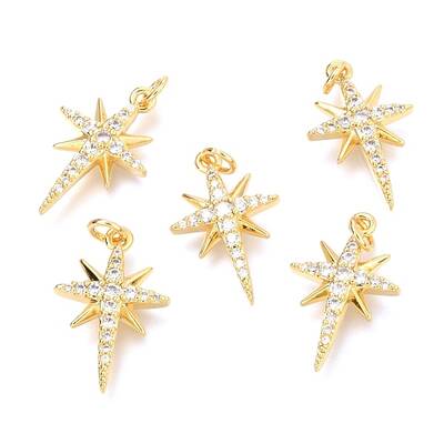 Brass Micro Pave Clear Cubic Zirconia Pendants