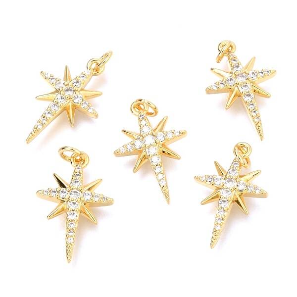 Brass Micro Pave Clear Cubic Zirconia Pendants