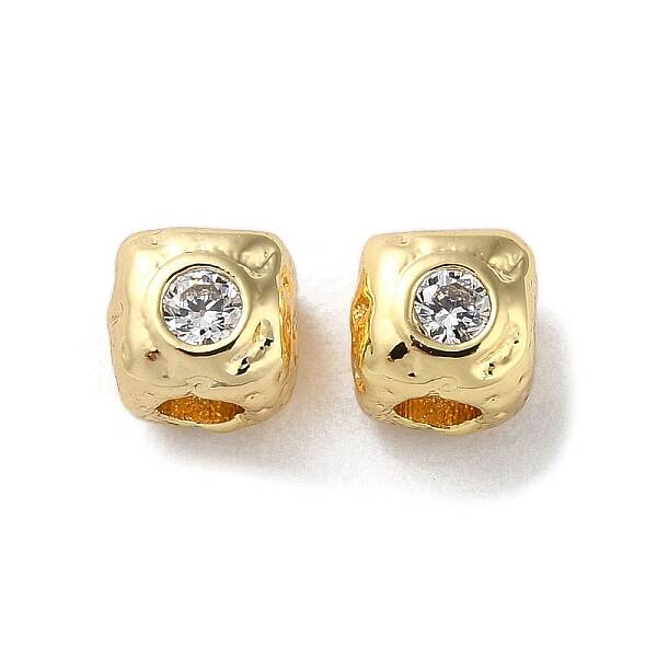 Brass Micro Pave Cubic Zirconia Beads