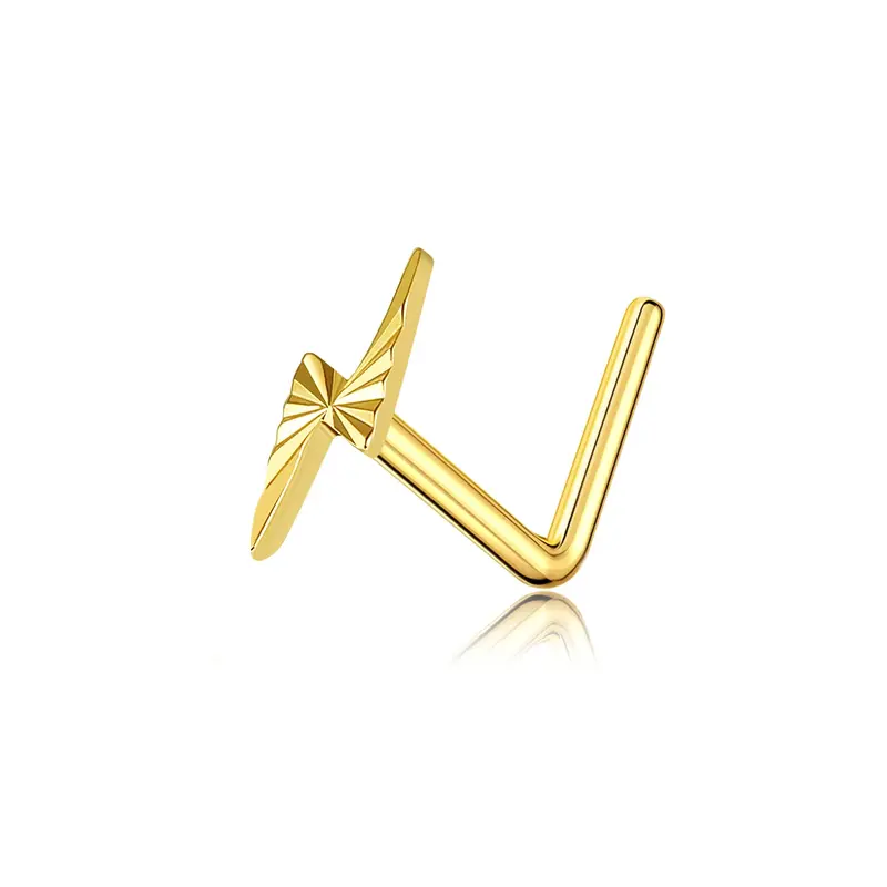 14K Gold Lightning Nose Ring