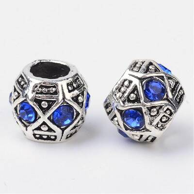 Alloy Rhinestone Rondelle Large Hole European Beads