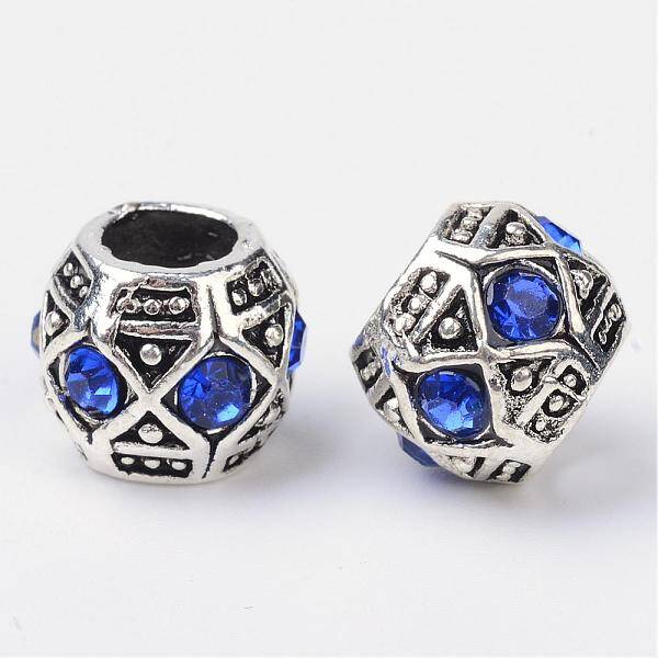 Alloy Rhinestone Rondelle Large Hole European Beads