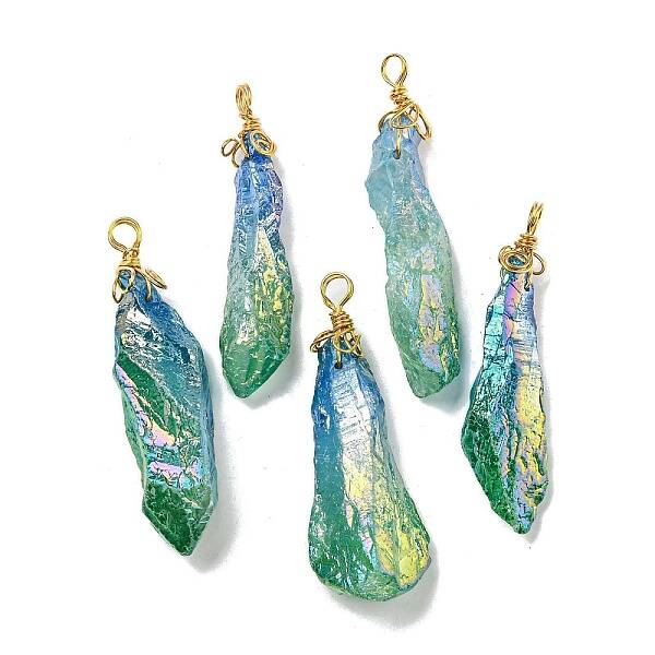 Electroplated Raw Rough Natural Quartz Crystal Big Pendants