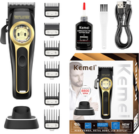 KEMEI 2373 Professional Barber Shears for Men, Cordless Barber Shears with 8800 RPM Magnetic Levitation Motor, Adjustable Bar...