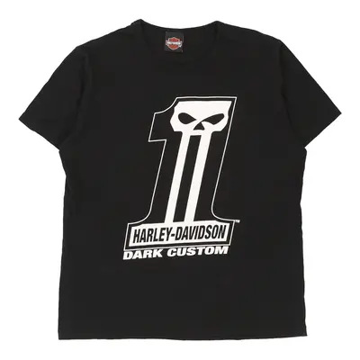Bootleg Harley Davidson Graphic T-Shirt - Large Black Cotton