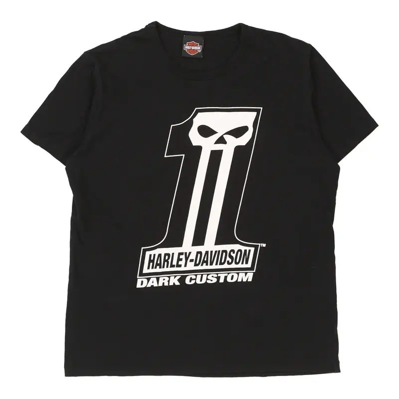 Bootleg Harley Davidson Graphic T-Shirt - Large Black Cotton