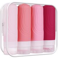 Silicone Travel Toiletry Bottle with Makeup Storage Bag, 4 Counts Portable Leak Proof Toiletries Storage Container, Travel To...