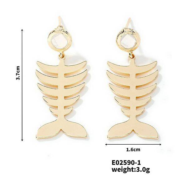 Baroque Style Fishbone Earrings Exquisite 3D Colorful Fashion Jewelry