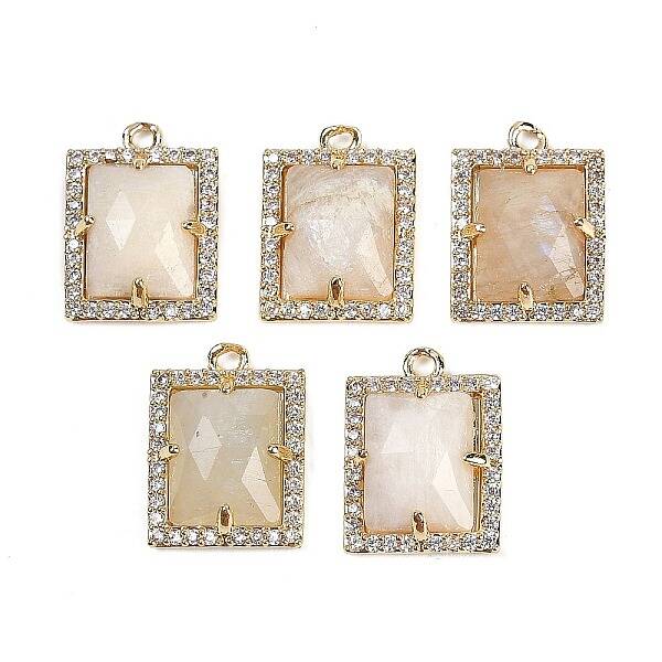 Natural Moonstone Faceted Rectangle Pendants