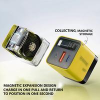 TOBRBE 3 in 1 GaN Charger, Retractable 80W MAX Fast Charger Block with Type-C Cable & 2 USB Ports, Portable Adapter iPhone Sm...