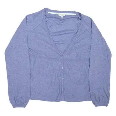 FAT FACE Womens Cardigan Blue Tight Knit Wool UK 18
