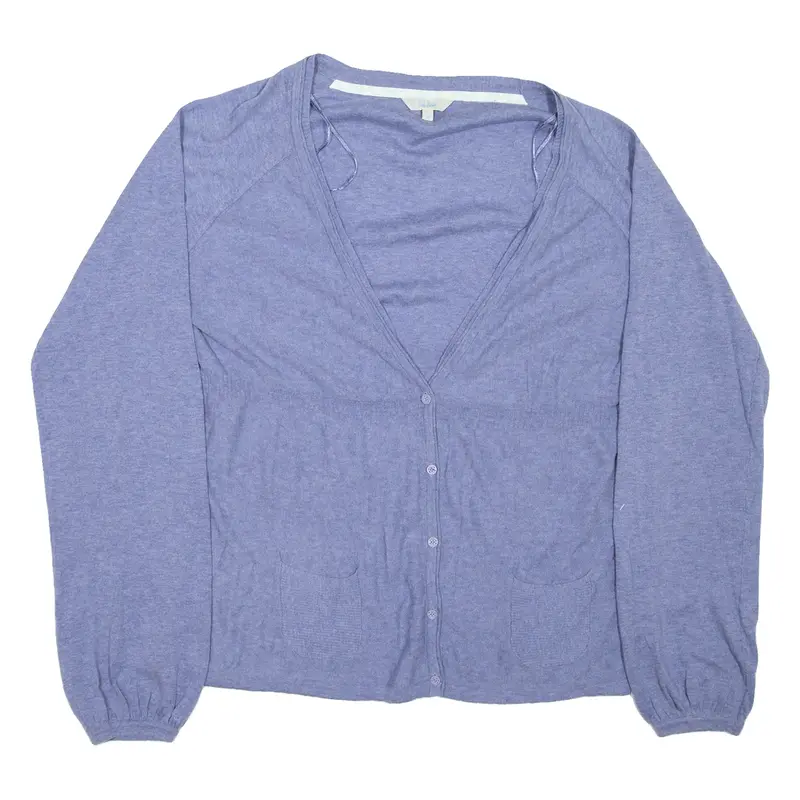 FAT FACE Womens Cardigan Blue Tight Knit Wool UK 18