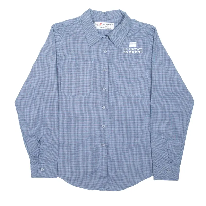 ARAMARK Shirt Blue Check Long Sleeve Mens M