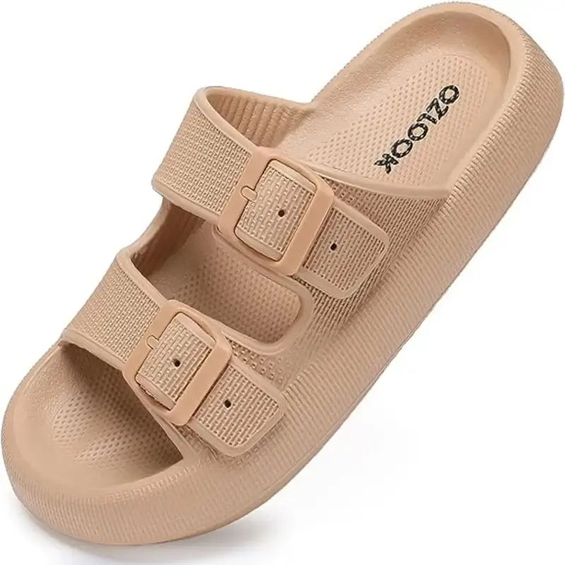 All-Season Womens EVA Slippers - Double Strap Buckle Design, Thick Sole, Comfortable Slip-on Shoes for Indoor Outdoor Use,Kon...