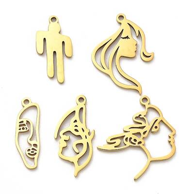 25Pcs 5 Styles Stainless Steel Pendants