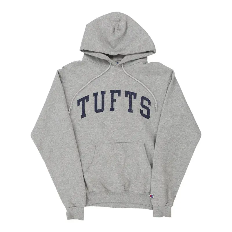 Age 12-13 Tufts Champion Hoodie - Small Grey Cotton Blend