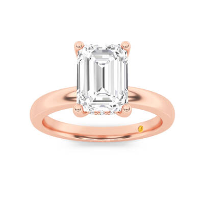 Secret Sparkle Hidden Halo Emerald Cut Lab Grown Diamond Engagement Ring | 10K Rose Gold 2 1/10 CT. TW.