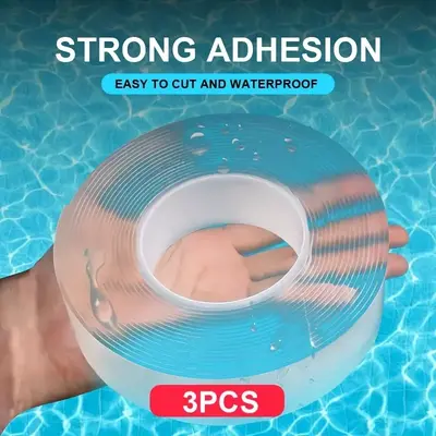 3/6PCS Heavy Duty Double Sided Tape 3 Rolls Clear Adhesive Sticky Nano Tape Reusable Washable Traceless for Home Office Car W...