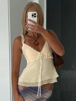 Women's Plain Ruffle Trim Cami Top, Casual Minimalist Spaghetti Strap Top for Summer, Women's Clothing for Daily Wear, Womens...