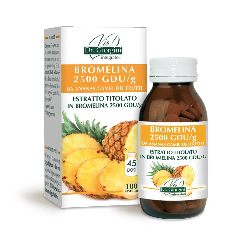 Dr Giorgini Bromelain 2500 gdu/g from pineapple 90 g - 180 tablets of 500 mg