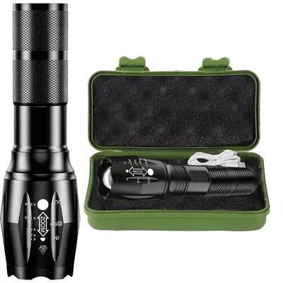 Rechargeable Tactical Flashlight (Rechargeable Battery and Charger Included) - High Lumens LED, Super Bright, Zoomable, 3 Mod...